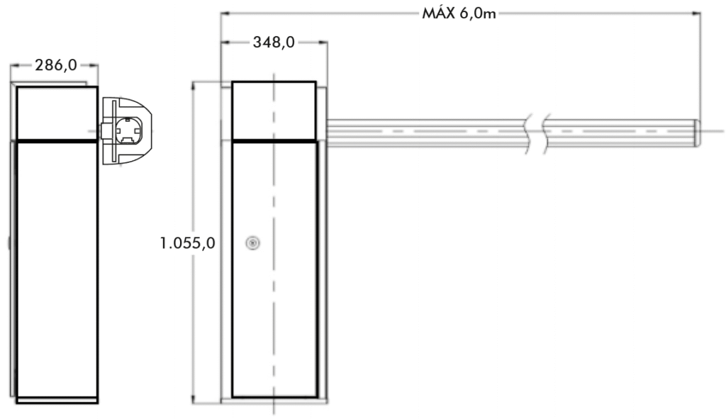 BARRERA AUTOMÁTICA VÍA PLUS 30/60 - dimensiones y detalles