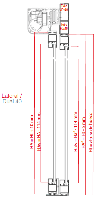 Perfil Dual 40 - dimensiones y detalles