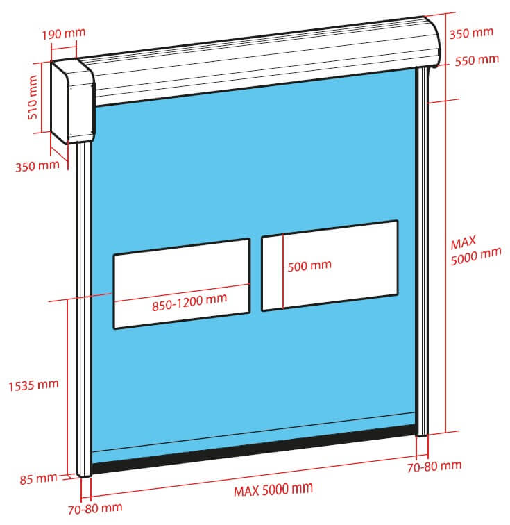 PUERTA RÁPIDA ALU STANDARD - dimensiones y detalles